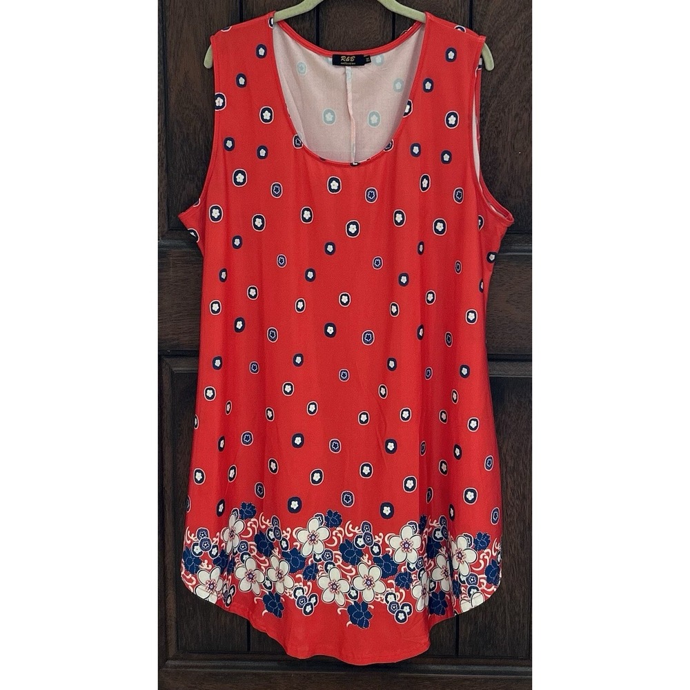 R & B COLLECTON Women's Tunic Dress Pullover Multicolor Sleeveless 2X EUC